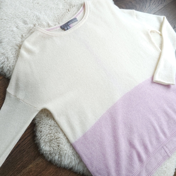 360 Cashmere Color Block Lavender Super Soft Sweater - Picture 2 of 8